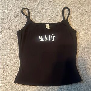 Kavio Black Tank Top with Maui Print